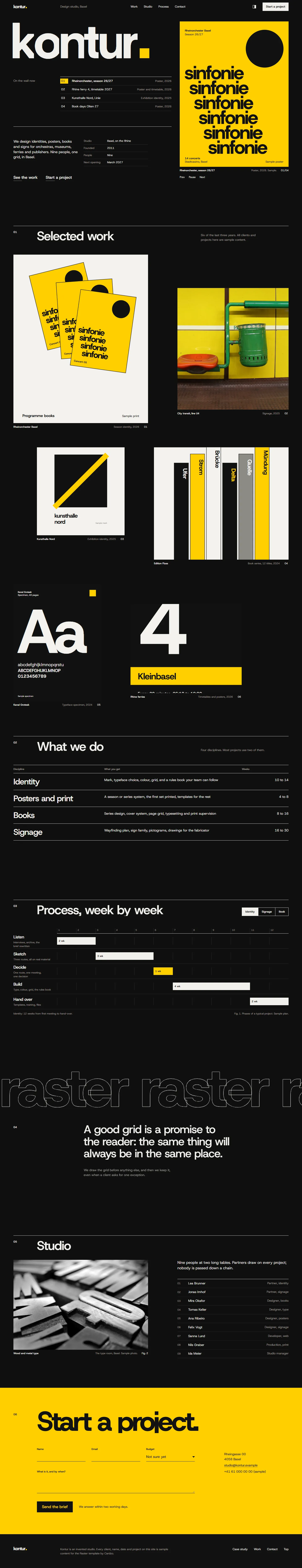 Raster home page, dark theme, at 1440 pixels wide