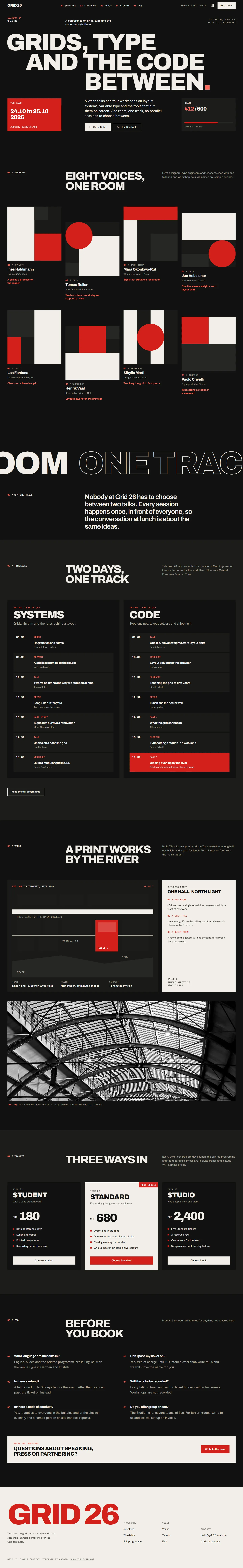 Grid home page, dark theme, at 1440 pixels wide