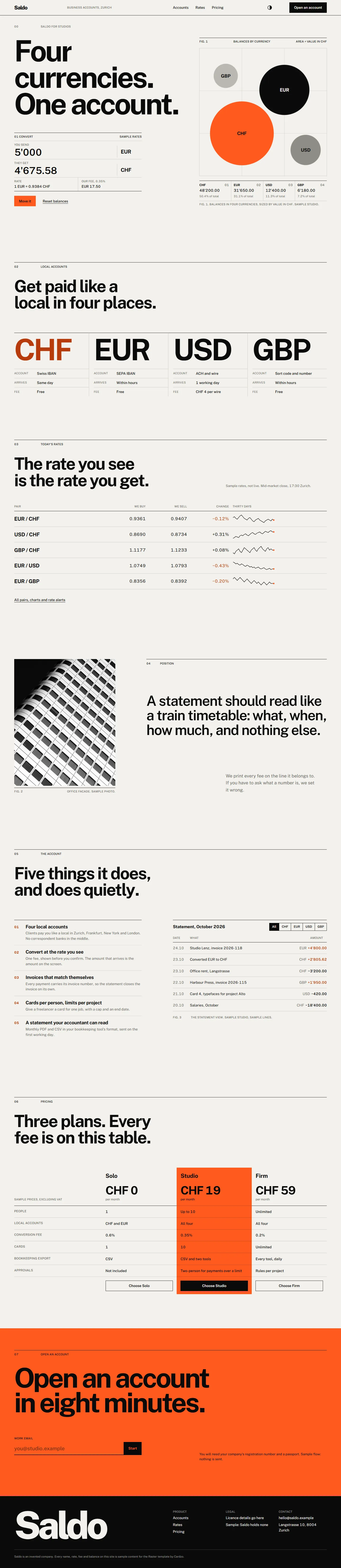 Raster home page, light theme, at 1440 pixels wide