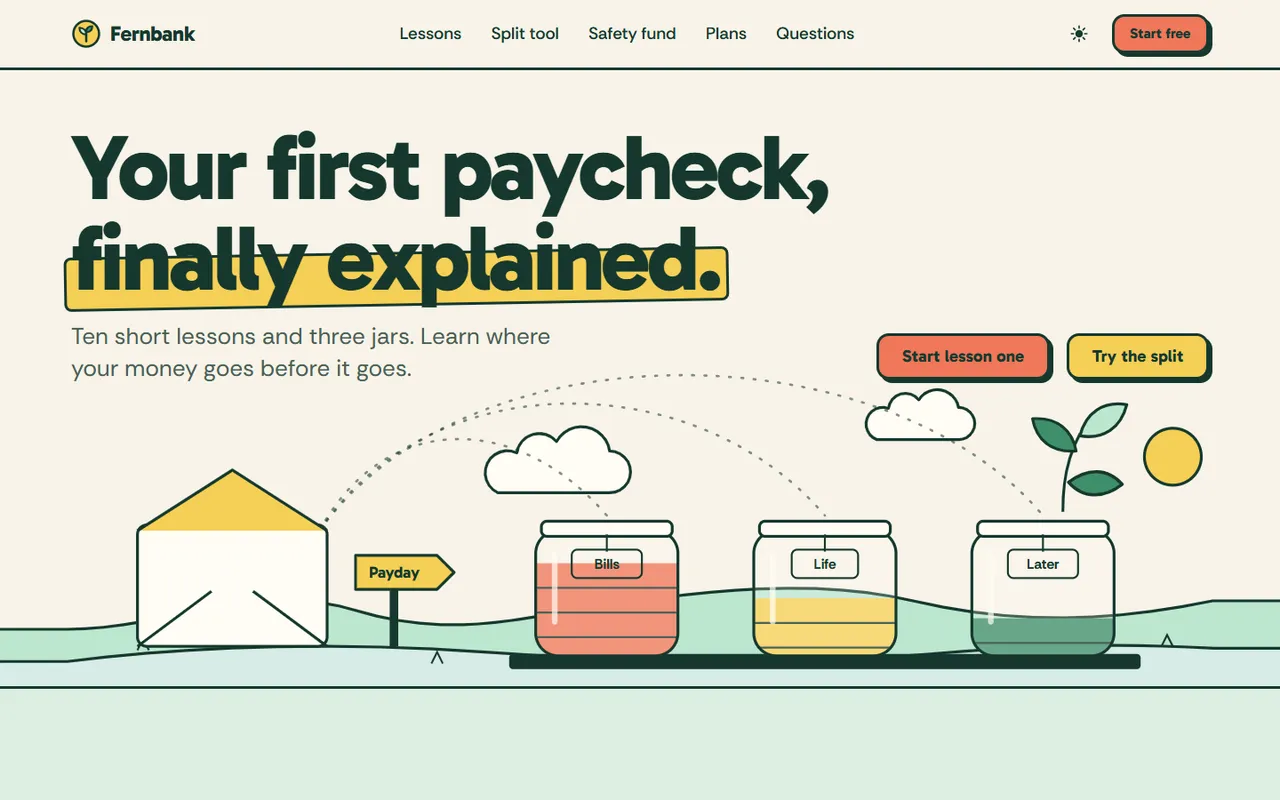 Fernbank home page, light theme
