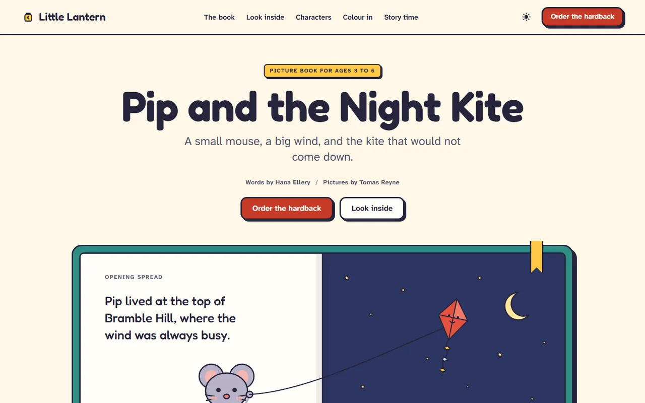 Little Lantern home page, light theme