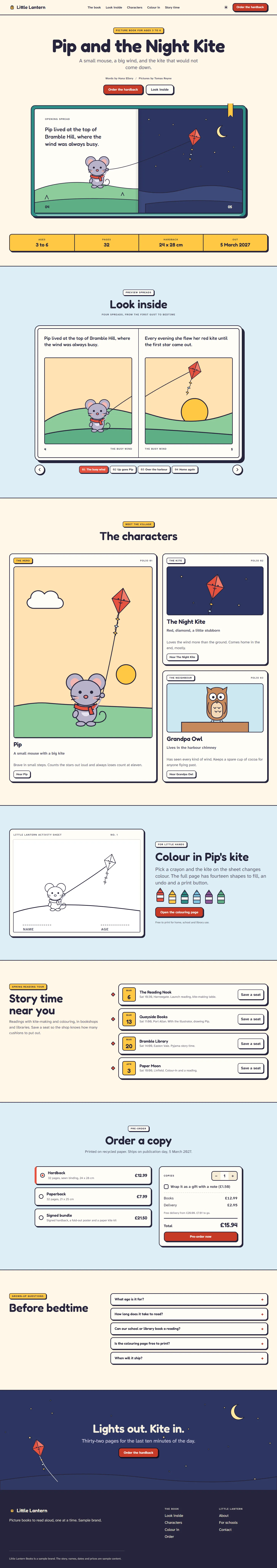 Little Lantern home page, light theme, at 1440 pixels wide