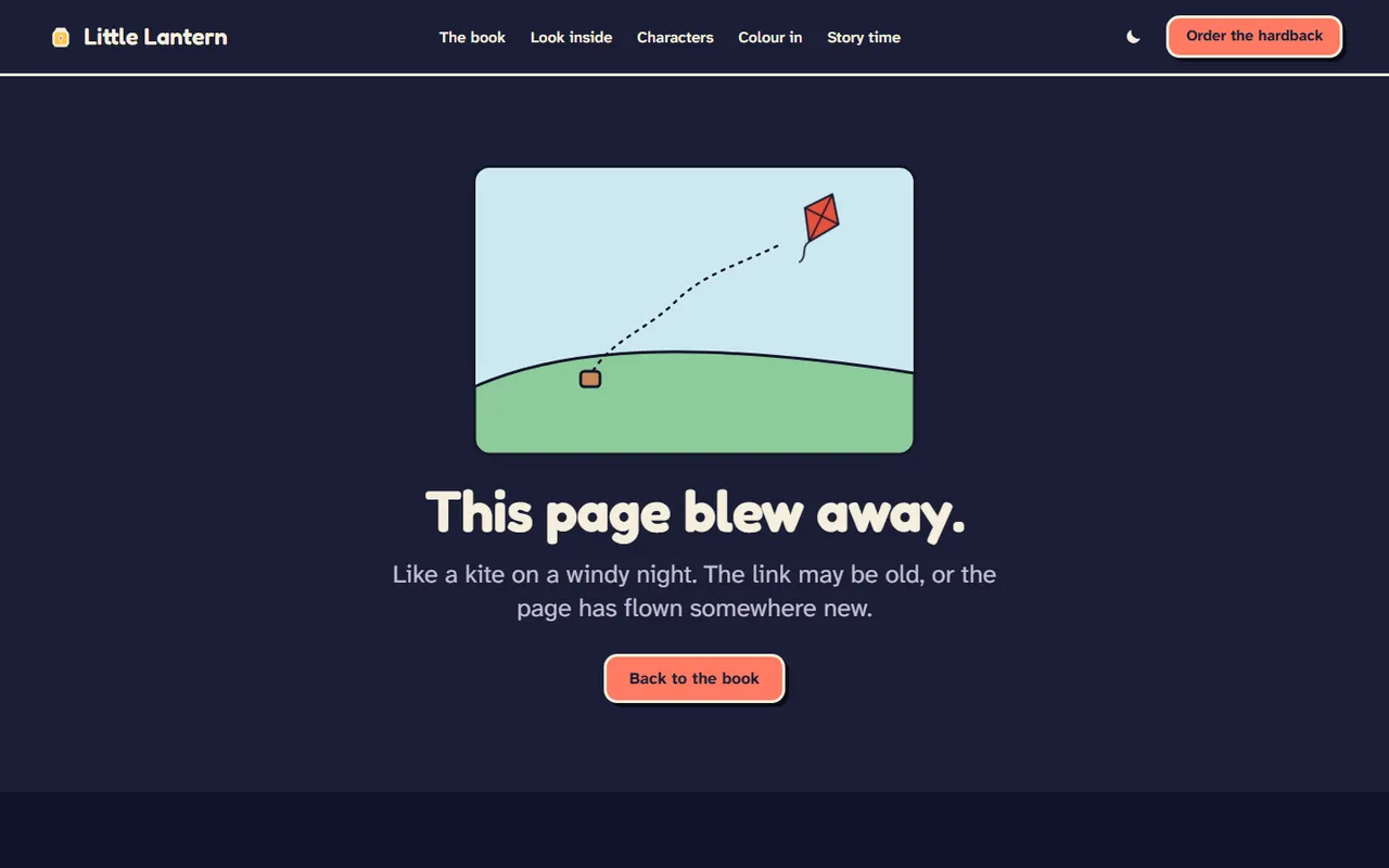 Little Lantern: 404 page, dark theme
