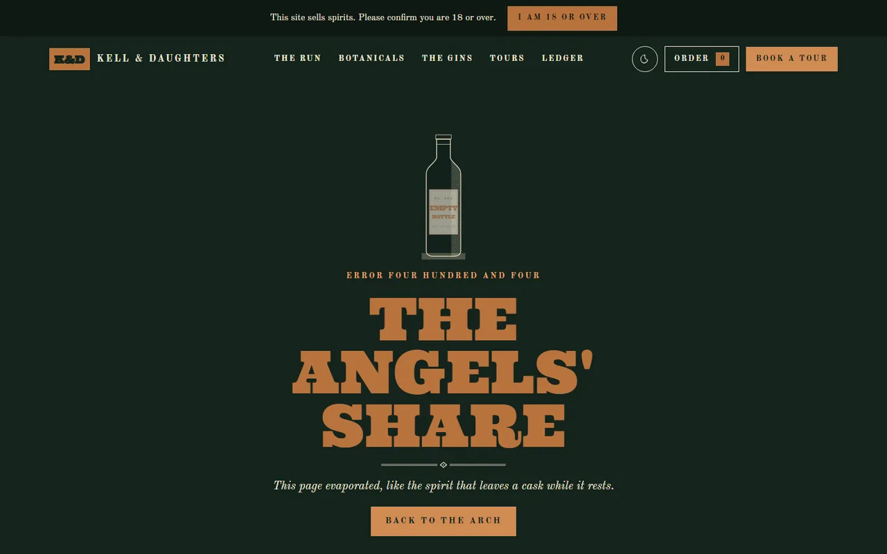 Kell & Daughters: 404 page, dark theme