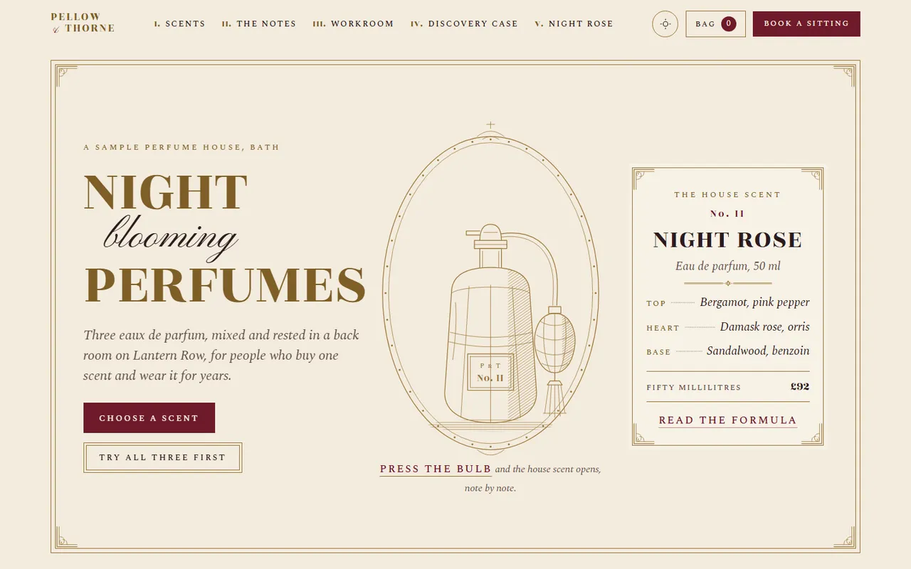 Pellow & Thorne home page, light theme
