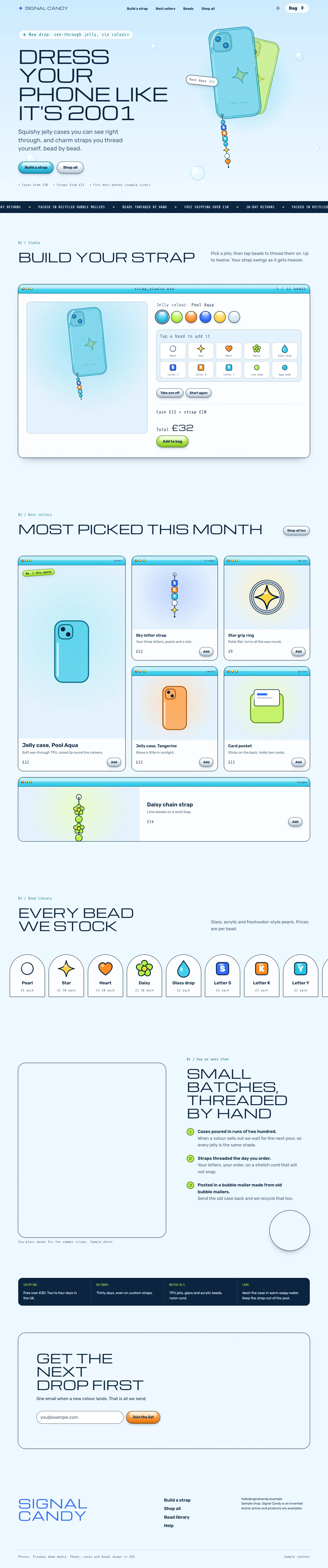 Signal Candy home page, light theme, at 1440 pixels wide