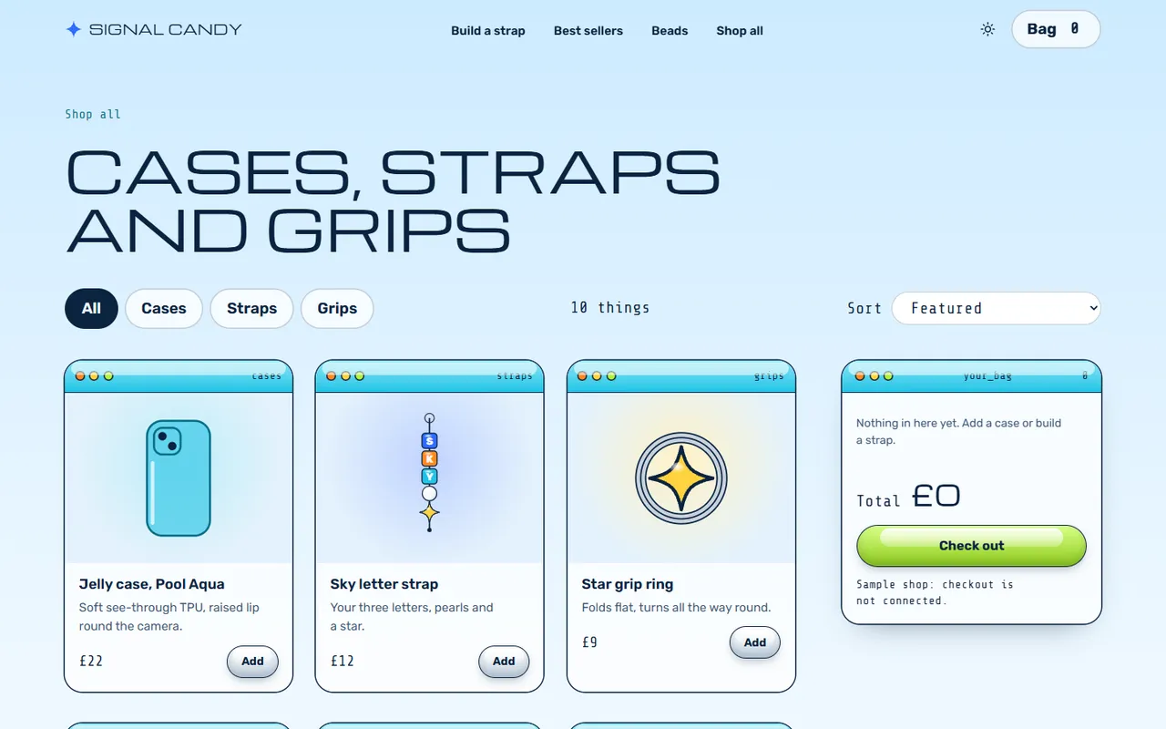 Signal Candy: shop page