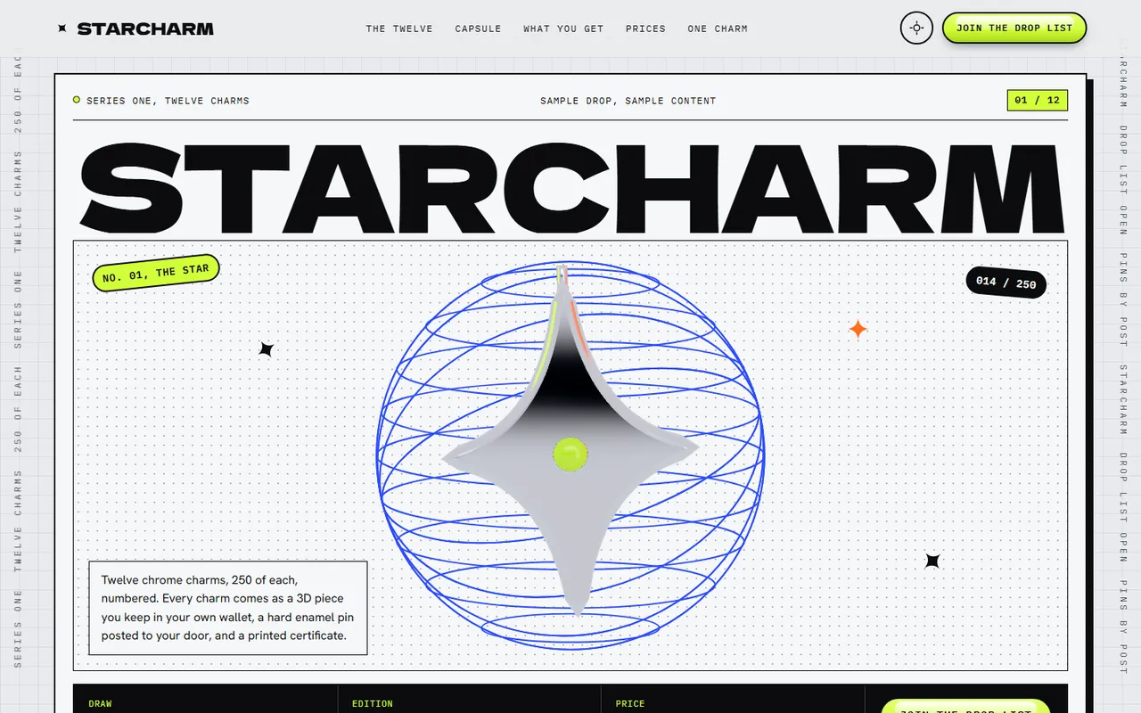 Starcharm home page, light theme