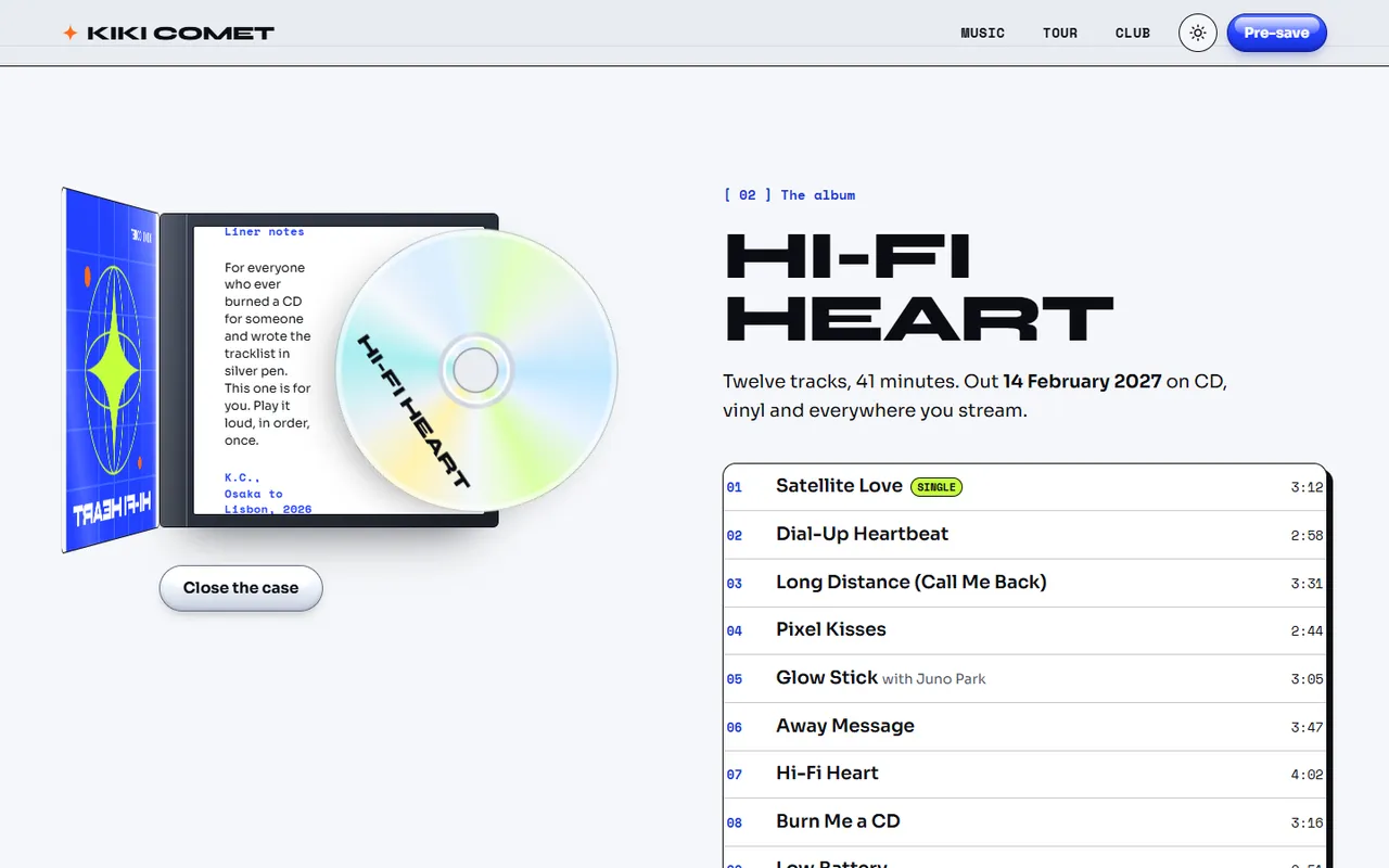 Kiki Comet: case study page