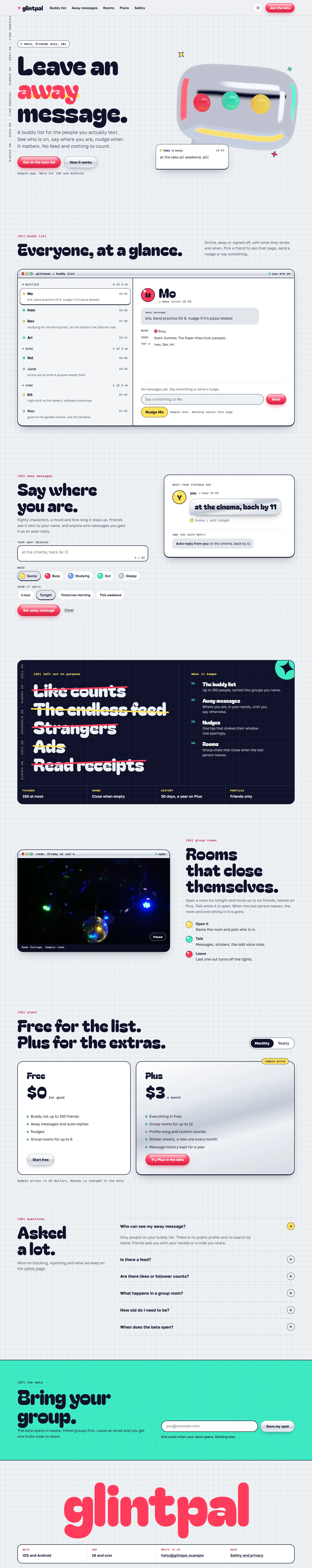 glintpal home page, light theme, at 1440 pixels wide